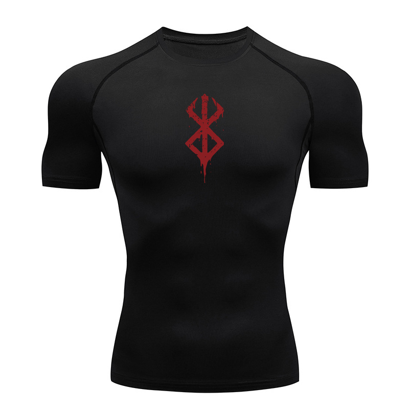 Rash Guard - Herenshirts met print, compressie, korte mouwen,