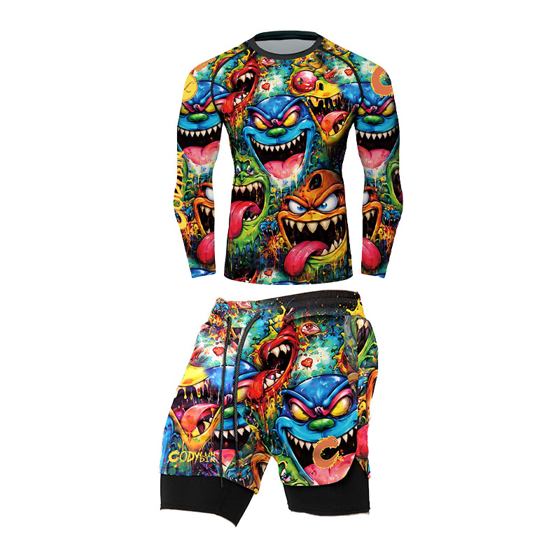 3D kleurrijke monster graffiti - Rash Guard recensie en prijs