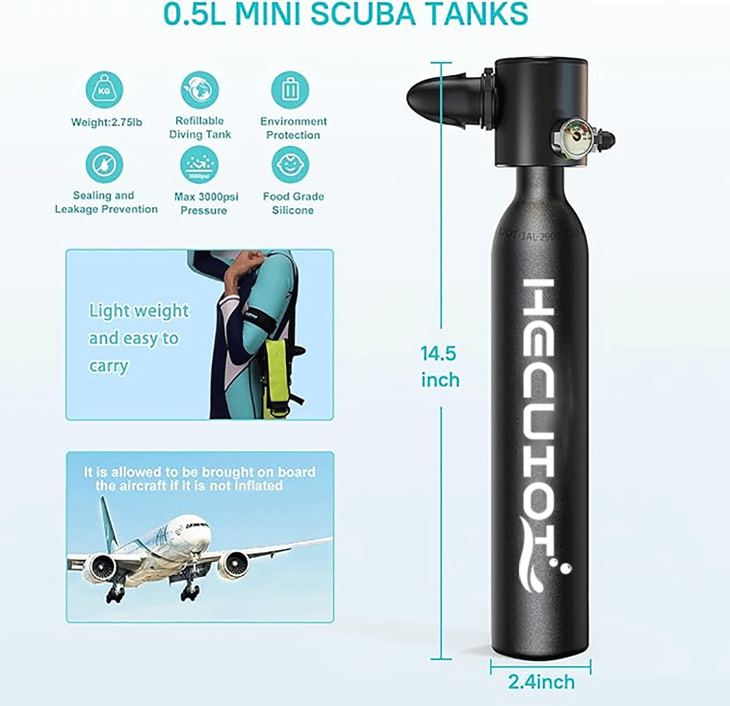 HECUIOI Mini Scuba Tank Duikui - Snorkel Set recensie en prijs