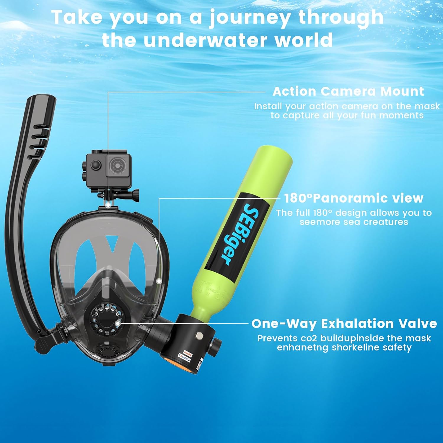 Mini duikfles 0,5L met full-fa - Snorkel Set recensie en prijs